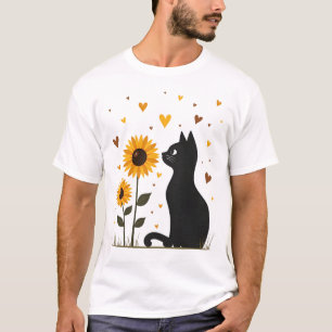 Kat Zonnebloem Kerstboom Zon Bloem Kat Liefhebber T-shirt