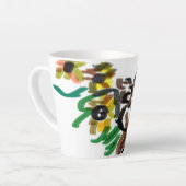 Kat zonnebloemen latte mok (Linkerhoek)