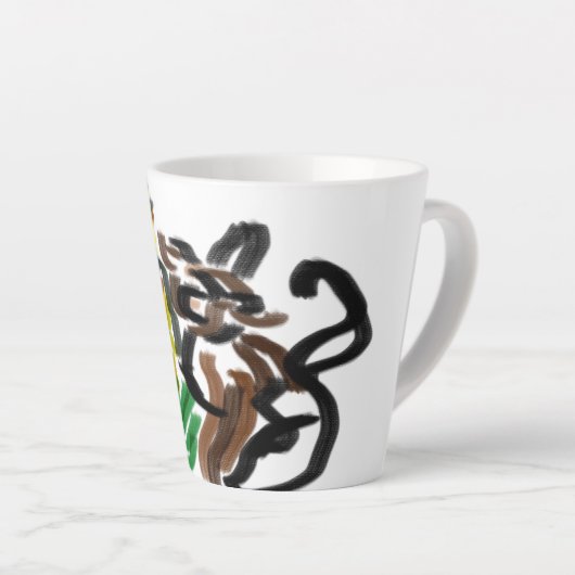 Kat zonnebloemen latte mok (Rechterhoek)