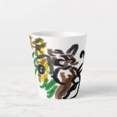 Kat zonnebloemen latte mok (Voorkant)