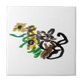 Kat zonnebloemen tegeltje (Voorkant)