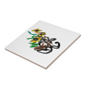 Kat zonnebloemen tegeltje (Zijkant)