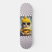 Kat Zonnebril Cheeseburger Grappig Skateboard (Voorkant)