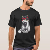 Kat Zonnebril Hart Schattige Kitten Kat Valentijn  T-shirt (Voorkant)
