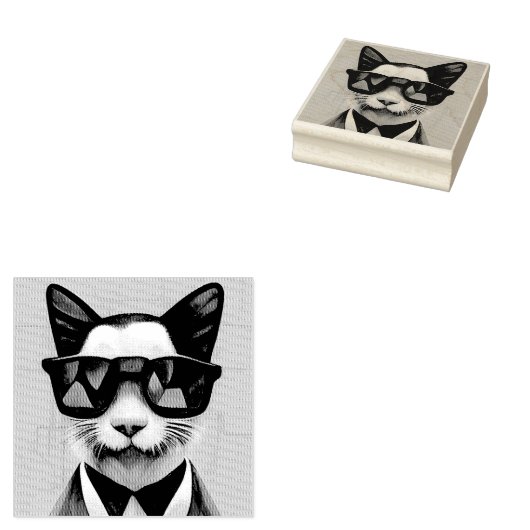 KAT ZONNEBRIL KOEL RUBBER STEMPEL (Gestempeld)