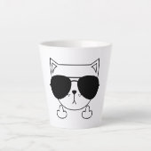 Kat Zonnebril Middelvinger Latte Mok (Voorkant)