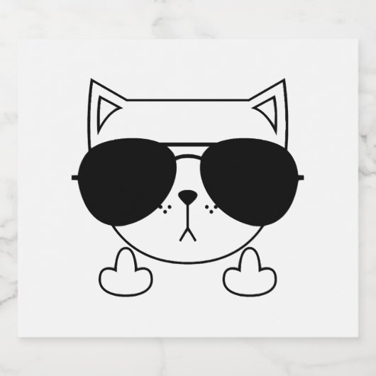 Kat Zonnebril Middelvinger Sparkling Wijnetiket (Enkel label)