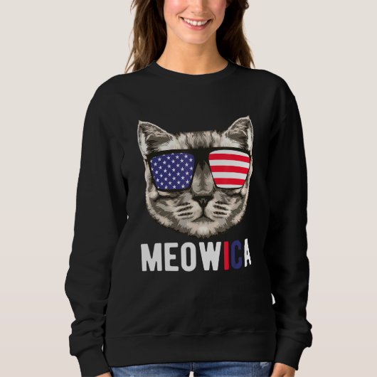 Kat Zonnebrillen 4 juli Meowica Merica Usa Amer Trui (Voorkant)