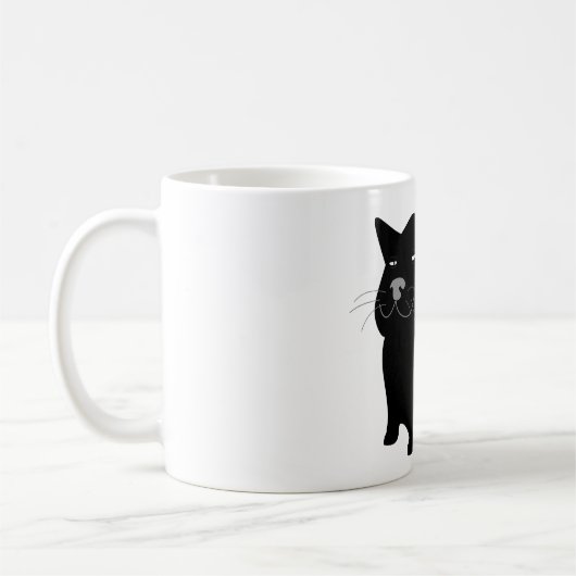 Kat, zwart, groot, dik koffiemok (Links)