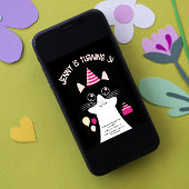 Kat zwart roze verjaardag uitnodiging kaart