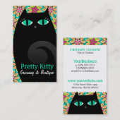 Kat zwart-wit en Floral Visitekaartje (Voorkant / Achterkant)