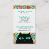 Kat zwart-wit en Floral Visitekaartje (Achterkant)