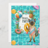 Kat Zwembad Feestje  Kaart (Voorkant / Achterkant)