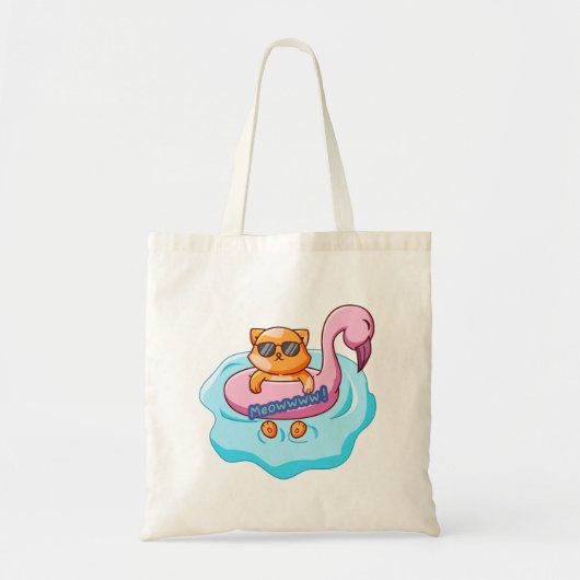 Kat Zwembad Zomer Vibes | Kattenliefhebbersontwerp Tote Bag (Voorkant)