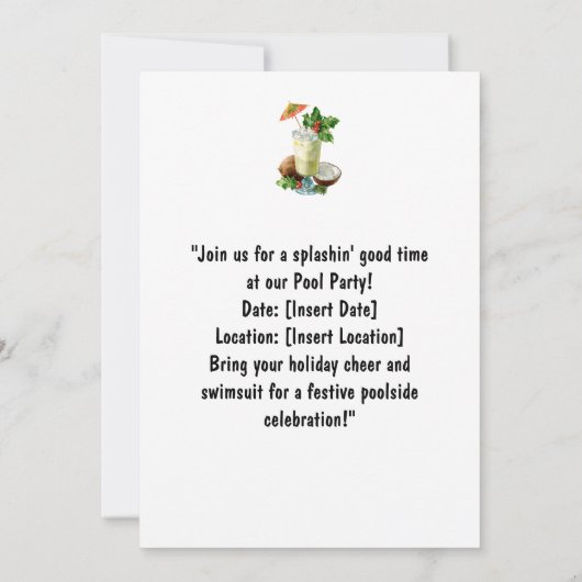 Kat zwembadfeest  kaart (Achterkant)