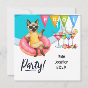Kat zwembadfeest voor kattenliefhebbers kaart