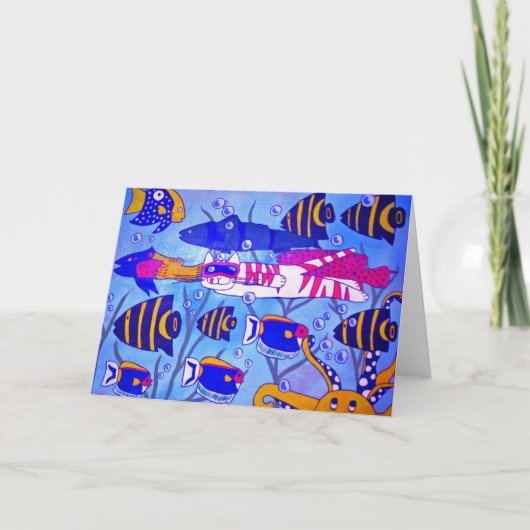 Kat Zwemmen met Vis Kaart (Voorkant)