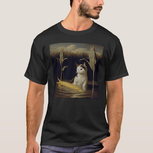 Kat Zwemmend Maan Maiskolven T-shirt (Voorkant)