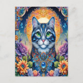 katachtige blik: de smaragdgroene kat briefkaart (Voorkant)