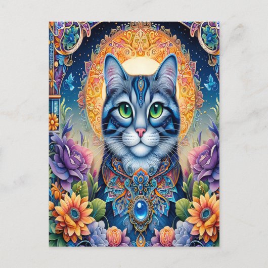 katachtige blik: de smaragdgroene kat briefkaart (Voorkant)