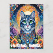 katachtige blik: de smaragdgroene kat briefkaart (Voorkant)