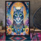 katachtige blik: de smaragdgroene kat poster