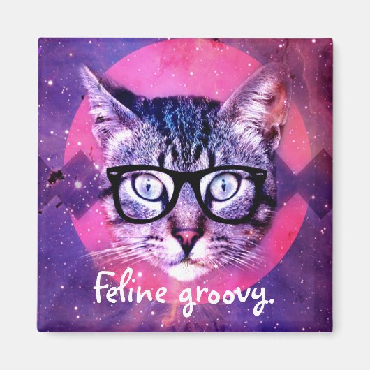 Katachtige Groovy Kat Magneet (Voorkant)
