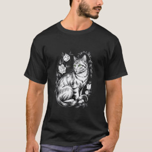 Katachtige Kat Bloemist Roos Esthetisch Goth T-shirt