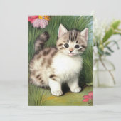 katafbeelding met rode bloemen aankondiging (Staand voorkant)