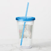  katafbeelding met rode bloemen acryl drinkbeker (Achterkant)