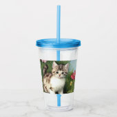  katafbeelding met rode bloemen acryl drinkbeker (Voorkant)