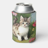 katafbeelding met rode bloemen blikjeskoeler (Blikje Achterkant)