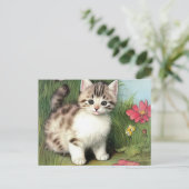 katafbeelding met rode bloemen briefkaart (Staand voorkant)