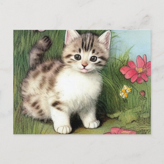 katafbeelding met rode bloemen briefkaart (Voorkant)