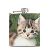 katafbeelding met rode bloemen heupfles (Voorkant)