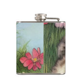  katafbeelding met rode bloemen heupfles (Achterkant)