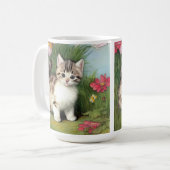 katafbeelding met rode bloemen koffiemok (Voorkant links)