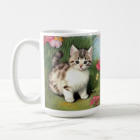katafbeelding met rode bloemen koffiemok (Links)