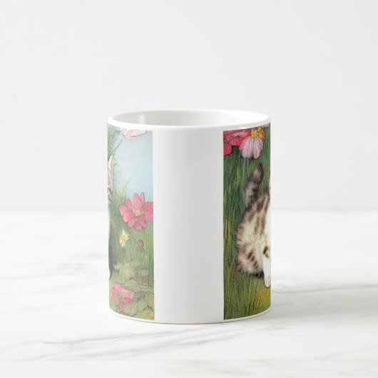  katafbeelding met rode bloemen magische mok (Center)