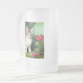  katafbeelding met rode bloemen matglas bierpul (Voorkant links)