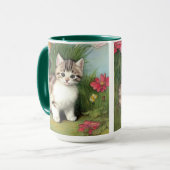 katafbeelding met rode bloemen mok (Voorkant links)