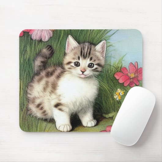  katafbeelding met rode bloemen muismat (Met muis)