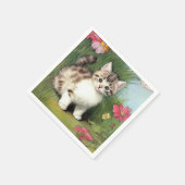 katafbeelding met rode bloemen servet (Hoek)