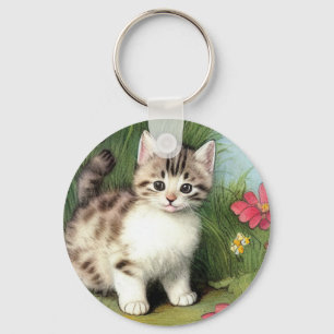 katafbeelding met rode bloemen sleutelhanger