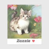  katafbeelding met rode bloemen sticker (Vel)