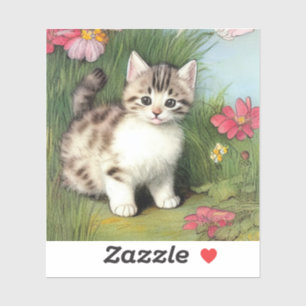  katafbeelding met rode bloemen sticker