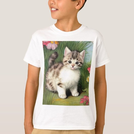  katafbeelding met rode bloemen t-shirt (Voorkant)