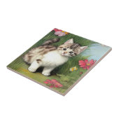 katafbeelding met rode bloemen tegeltje (Zijkant)