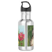 katafbeelding met rode bloemen waterfles (Achterkant)