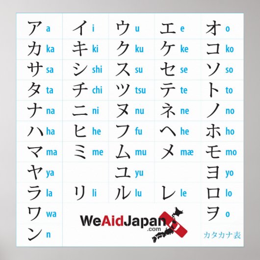Katakana カ タ カ 表 poster (Voorkant)
